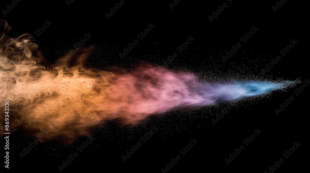 Explosion of colored powder on black background. Holi paint. Gulal paint Explosion of colored powder on black background. Holi paint. Gulal paint