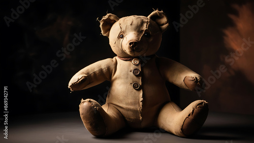 teddy bear sitting on a chair photo