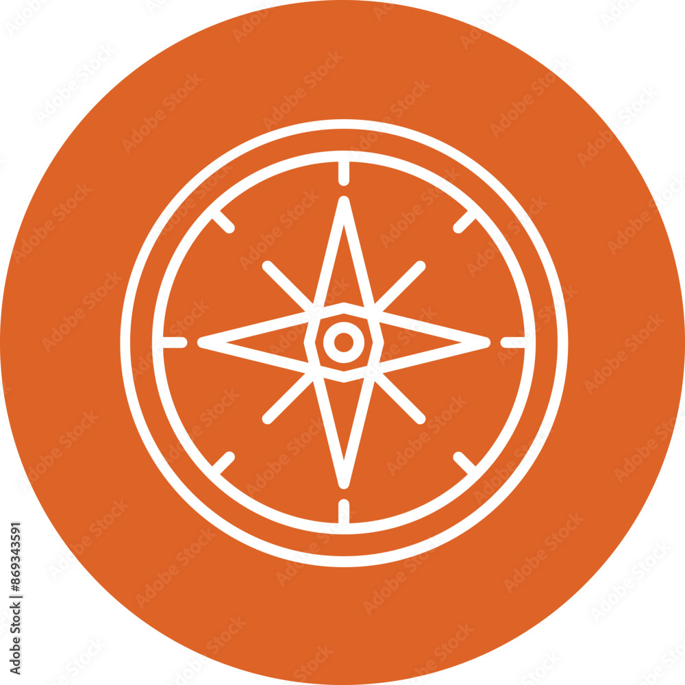 Compass line circle icon