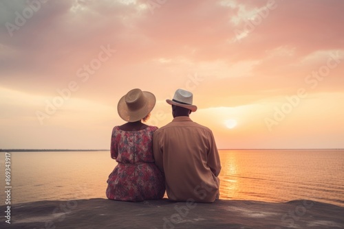 Senior black couple outdoors nature beach. 