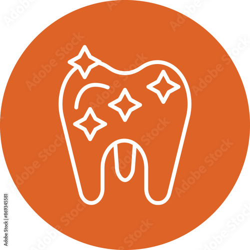 Tooth whitening line circle icon