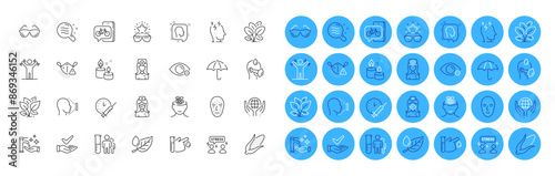 Anxiety, Umbrella and Skin condition line icons pack. Stress, Best glasses, Myopia web icon. Leaf, Vaccination schedule, Oculist doctor pictogram. Eyeglasses, Difficult stress, Corn. Vector