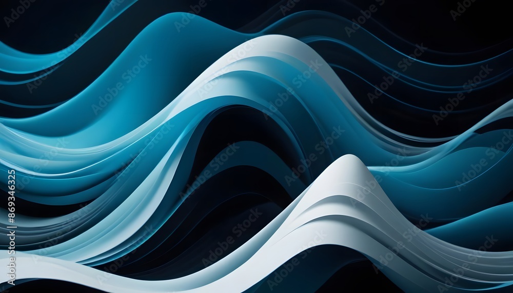 Abstract soft blue wave background. 3d blue background with blue lines curved wavy sparkle with copy space for text. Three-dimensional wave and blue background.