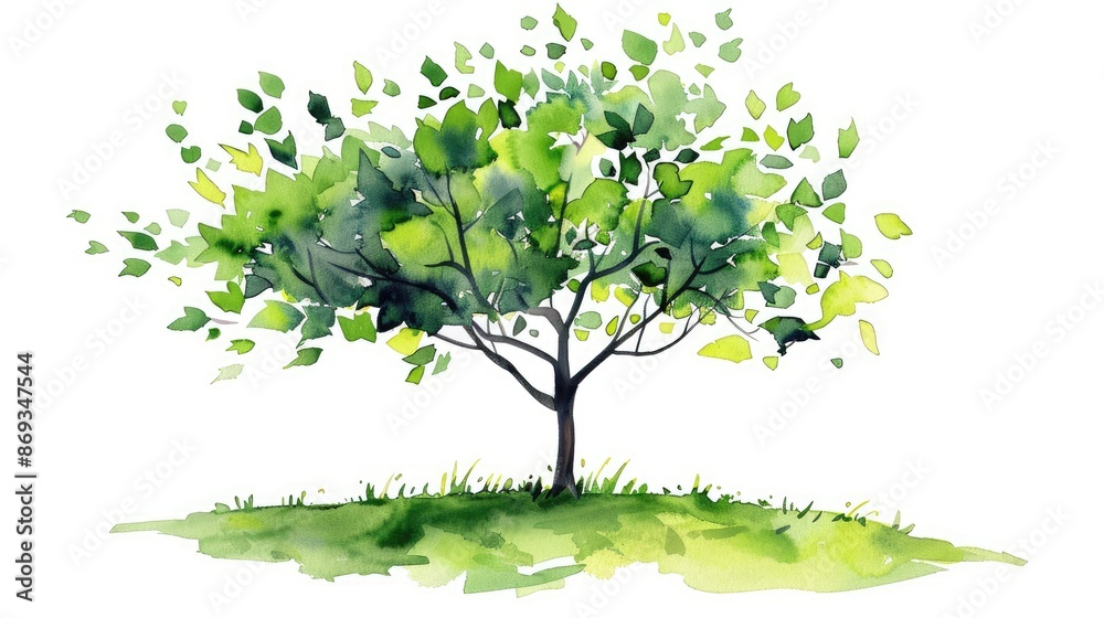 A tree with green leaves is the main focus of the image A tree with green leaves is the main focus of the image