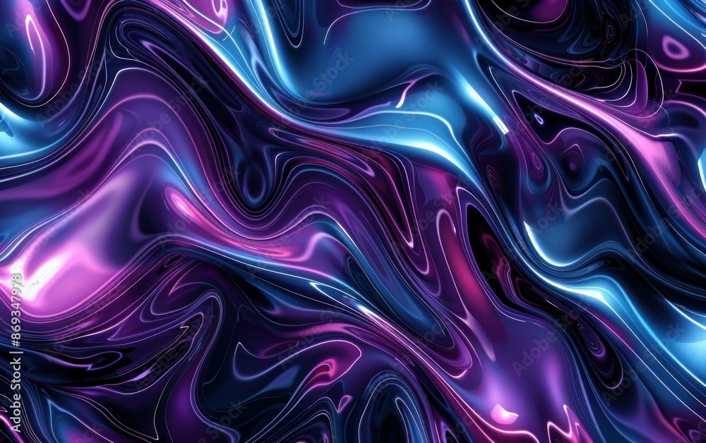 Obraz premium Abstract background with blue and purple swirls on black modern artistic design for travel, business, fashion, and beauty concept