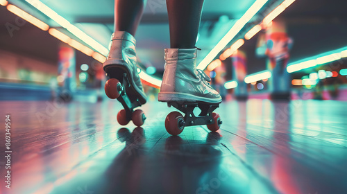 Retro Roller Skating: A black roller skater gliding gracefully on a retro roller rink, enjoying a moment of freedom and expression