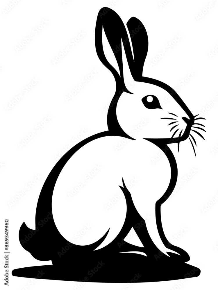 Obraz premium White rabbit vector logo style illustration, white bunny vector