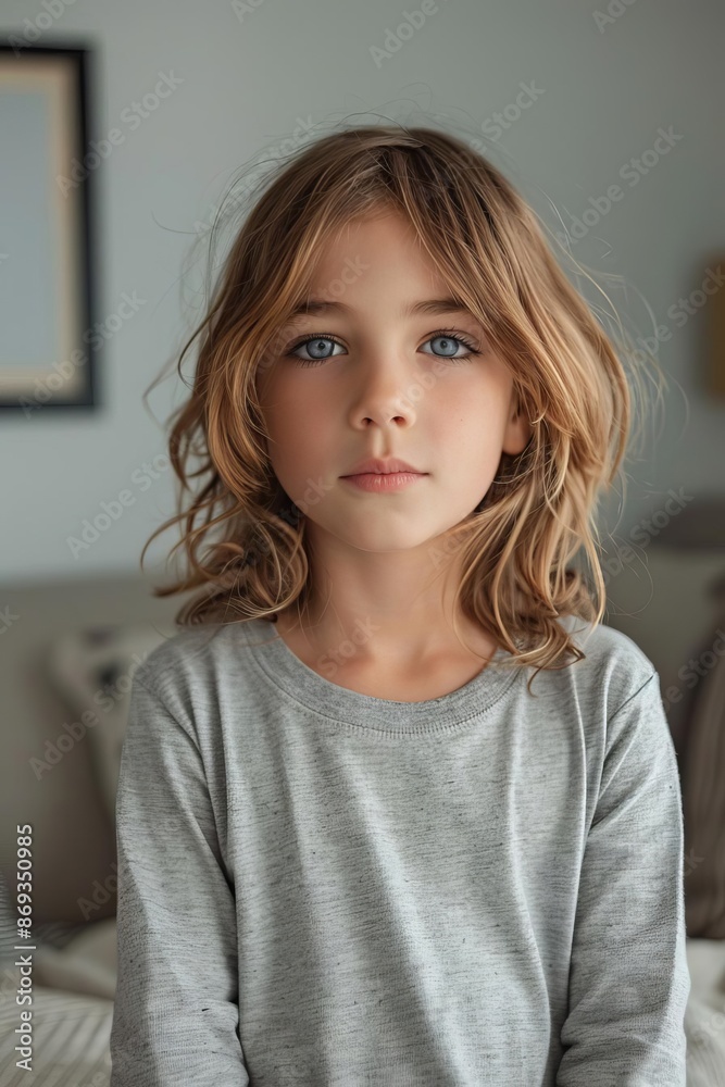 Gray longsleeve Tshirt on a child model showcasing a cozy and warm look Gray longsleeve Tshirt on a child model showcasing a cozy and warm look