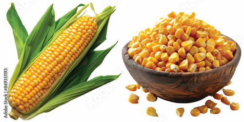 seed of corn kernel rare  popcorn isolated on white background