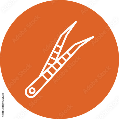 Tweezer line circle icon