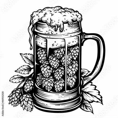 mug of beer with hop