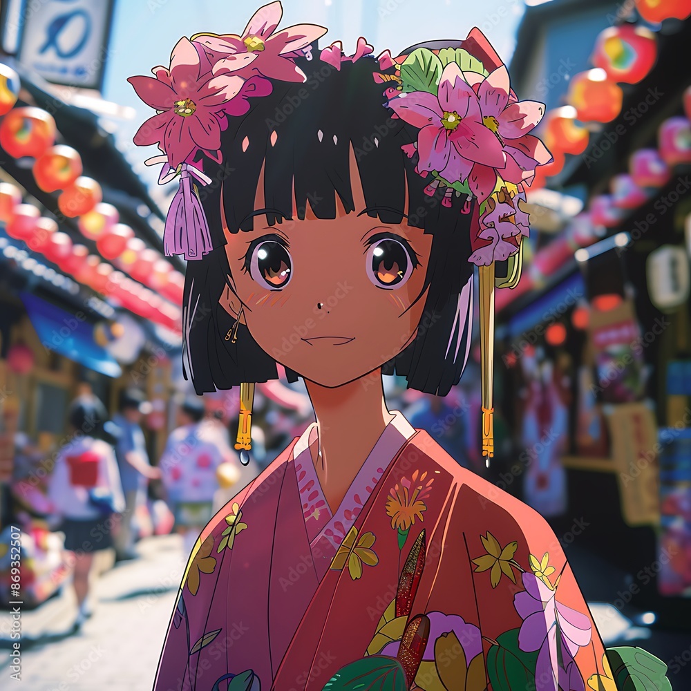 A Japanese girl wearing traditional clothes A Japanese girl wearing traditional clothes