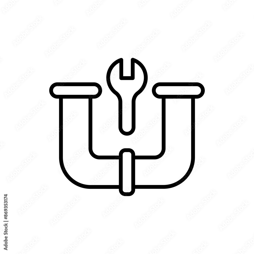 Pipe repair outline icons, minimalist vector illustration ,simple transparent graphic element .Isolated on white background