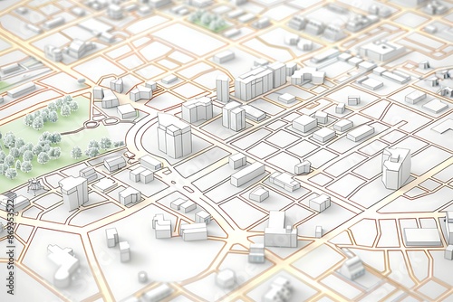  Cadastral map of an area with buildings and streets