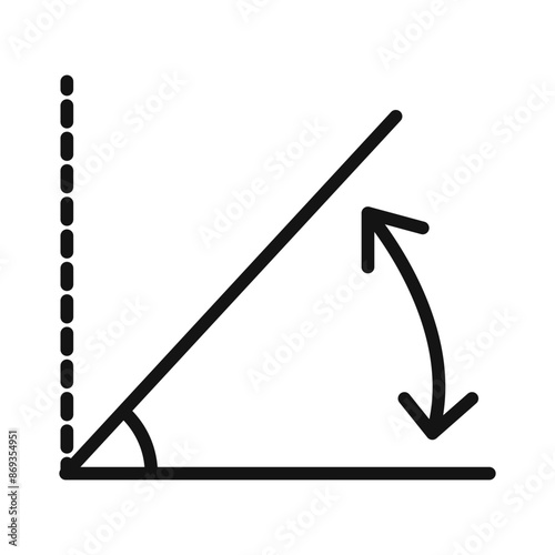 angle inclination icon mark in filled style