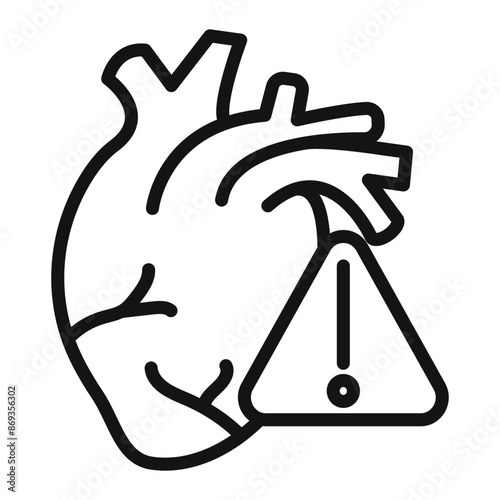 Heart risk icon mark in filled style