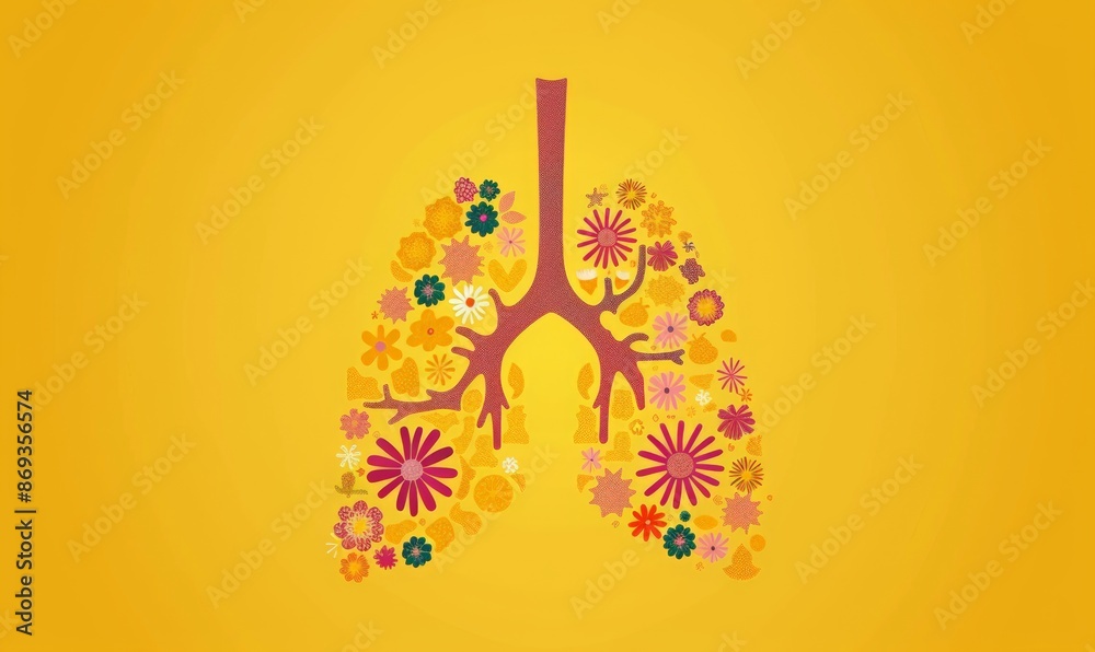 World lung cancer day poster design. lungs with fruit style on yellow background. medical poster or banner design World lung cancer day poster design. lungs with fruit style on yellow background. medical poster or banner design