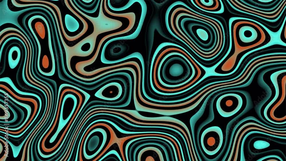 Vibrant teal and orange topography texture background. Abstract background movement with seamless circles pattern Vibrant teal and orange topography texture background. Abstract background movement with seamless circles pattern