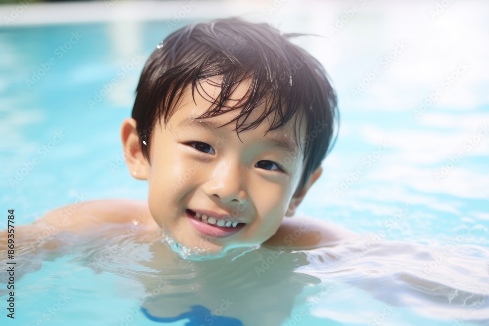 Asian little boy swimming portrait bathing. Asian little boy swimming portrait bathing.