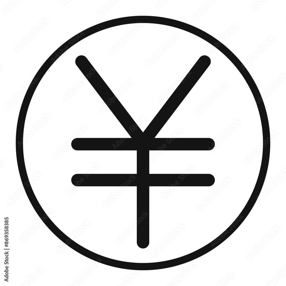 Japanese yen currency icon mark in filled style Japanese yen currency icon mark in filled style
