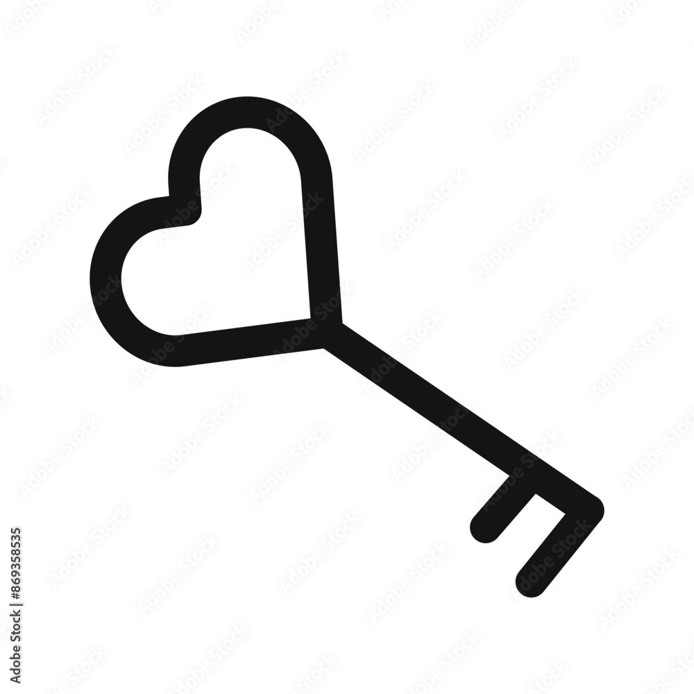 Love key Icon mark in filled style