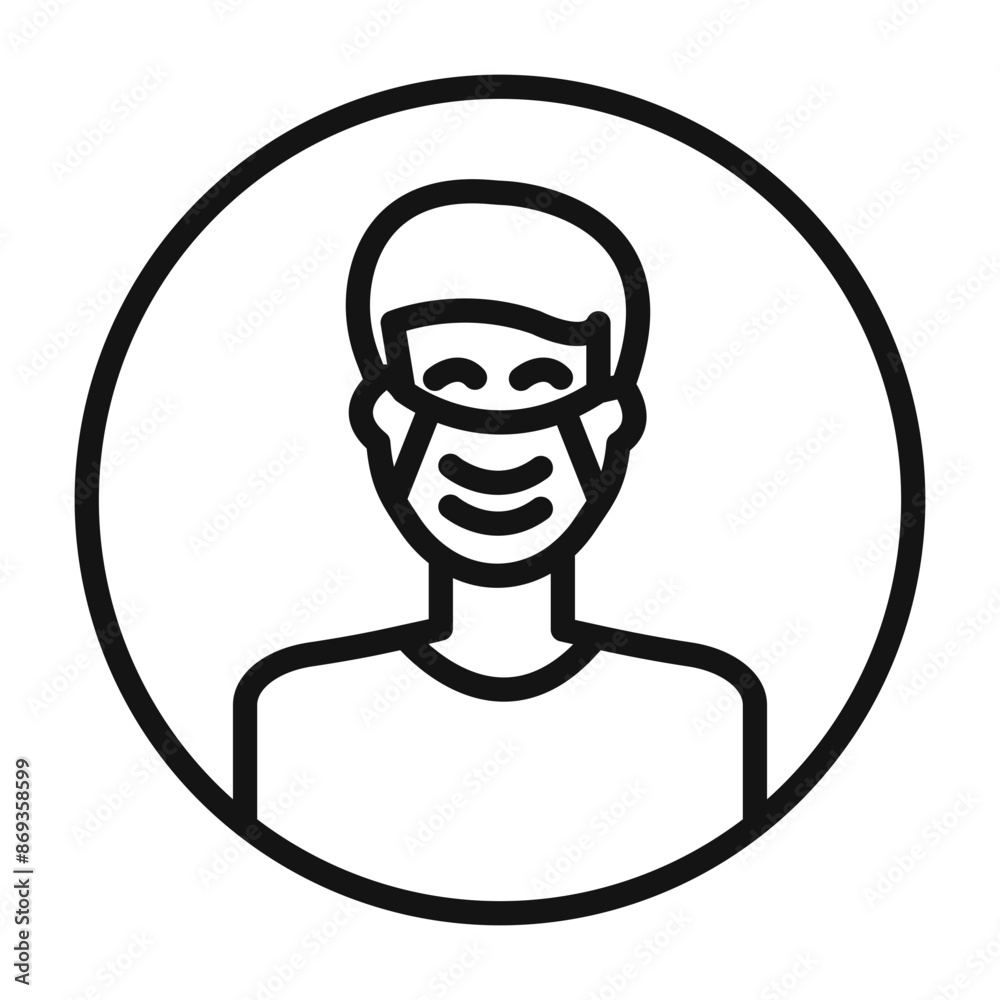 Man face with mask icon mark in filled style Man face with mask icon mark in filled style