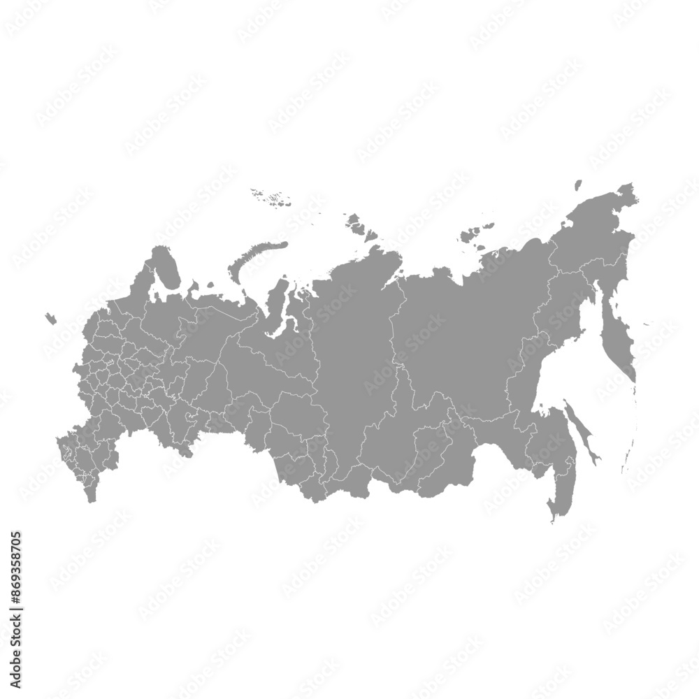 Obraz premium Russia map administrative divisions. Vector illustration.