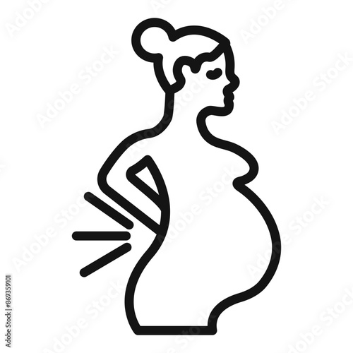 Pregnant woman backache icon mark in filled style
