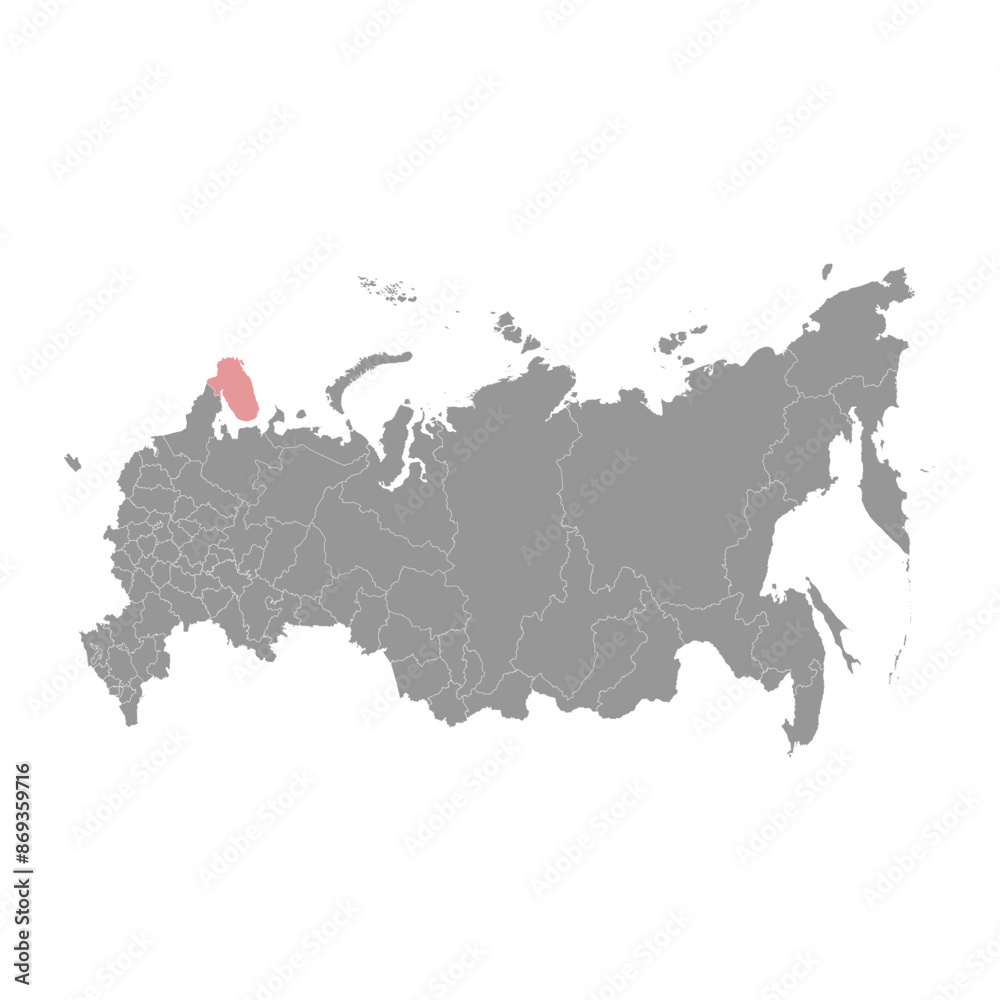 Murmansk Oblast map, administrative division of Russia. Vector illustration. Murmansk Oblast map, administrative division of Russia. Vector illustration.