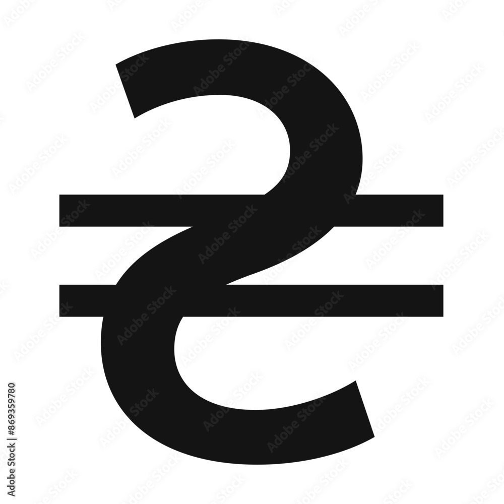 Ukrainian hryvnia icon mark in filled style