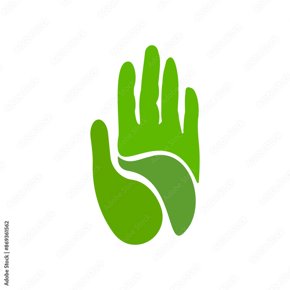 Green hand logo design. Vector, illustration for eco friendly business. Green hand logo design. Vector, illustration for eco friendly business.