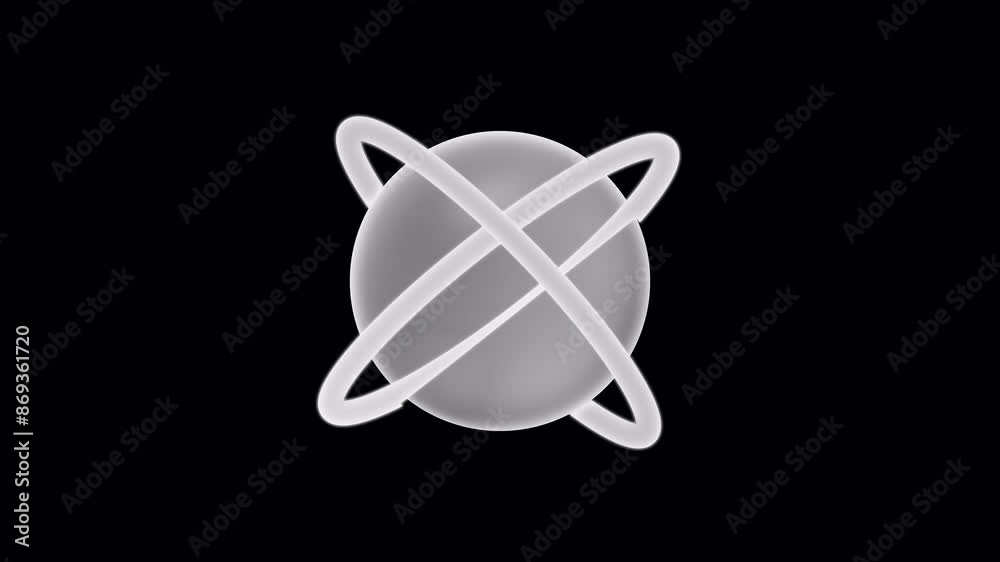 Atom Animation Light Rings B&W, Transparent Background Atom Animation Light Rings B&W, Transparent Background