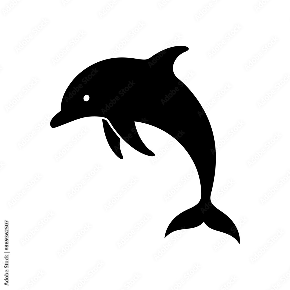 Naklejka premium Dolphin icon. Black silhouette of a dolphin. Dolphin symbol. Vector illustration.