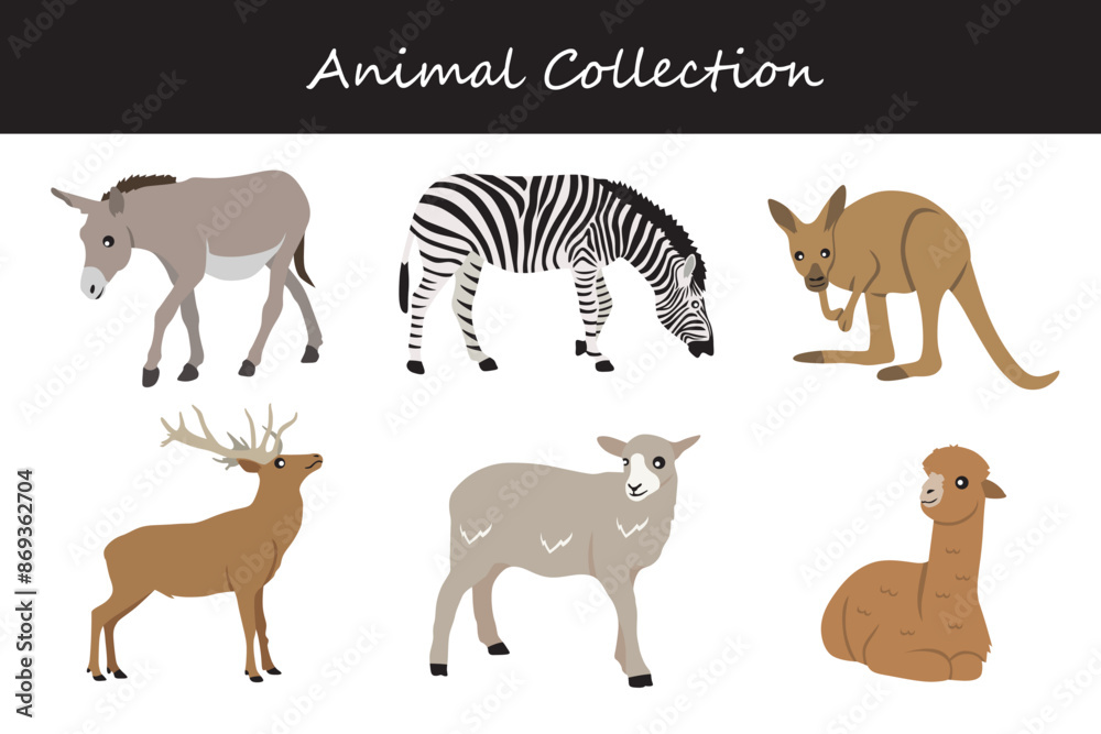 Obraz premium Animals collection. Flat style vector illustration.
