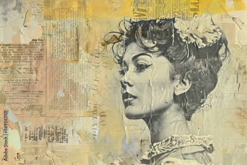 Wallpaper Mural Summer dancing ephemera border collage painting drawing. Torontodigital.ca