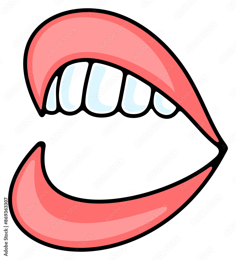 Obraz premium Female lips and mouth, teeth, lipstick and makeup. Part of female face, make-up, beauty and fashion, illustration