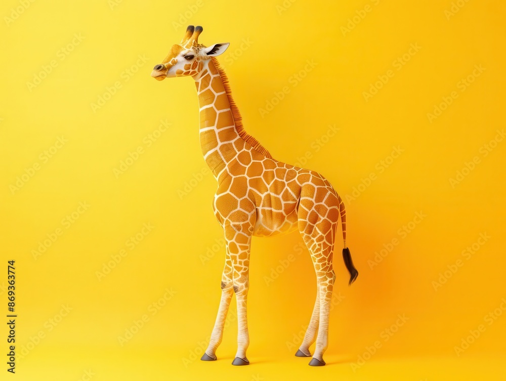 Fototapeta premium Side view of a wild animal on a light pastel background, 3D rendering style