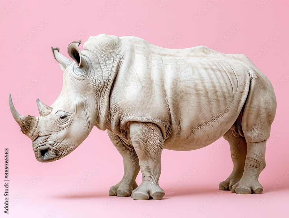 Fototapeta premium Hyperrealistic 3D render of a wild animals side view on a gentle pastel backdrop
