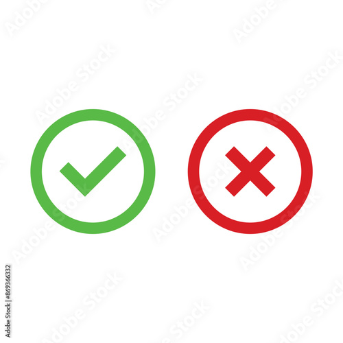 tick cross vector icons, right and wrong, check mark and cross mark