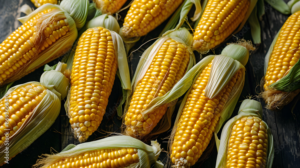 fresh corn Top down view background poster 