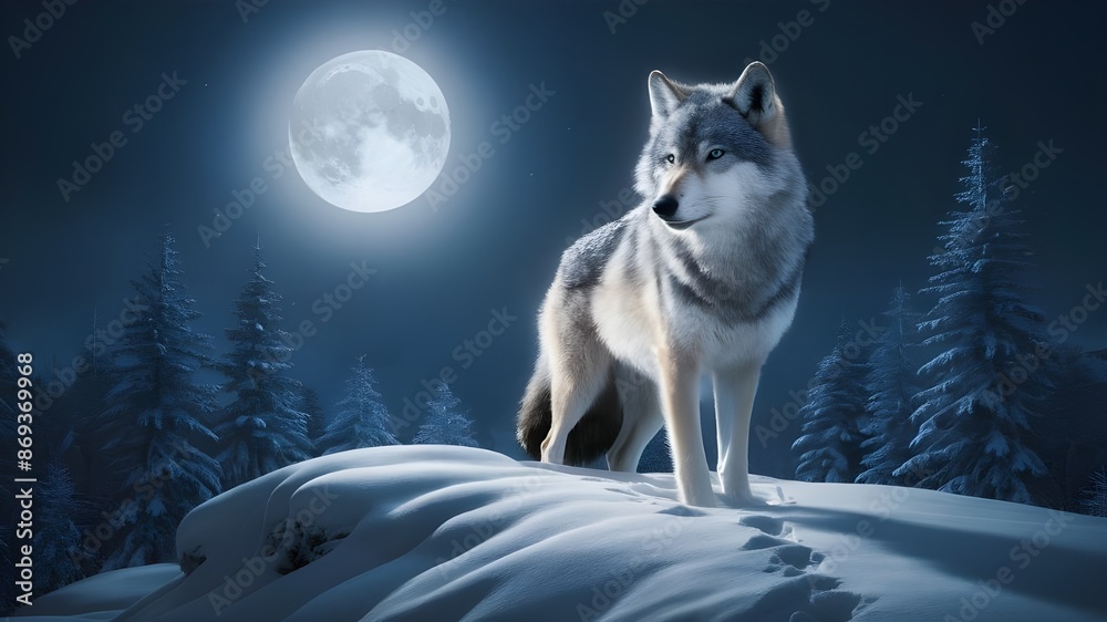 Naklejka premium wolf at night