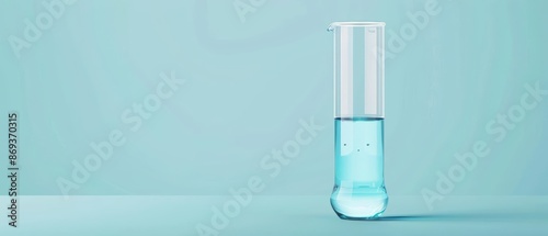 A modern science banner showcasing a single test tube with a minimalist design with copy space photo