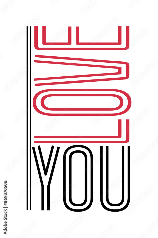 Express your affection with this striking illustration featuring 'I love you' in red, black, and white typography on a white background. This design radiates love and simplicity. Express your affection with this striking illustration featuring 'I love you' in red, black, and white typography on a white background. This design radiates love and simplicity.