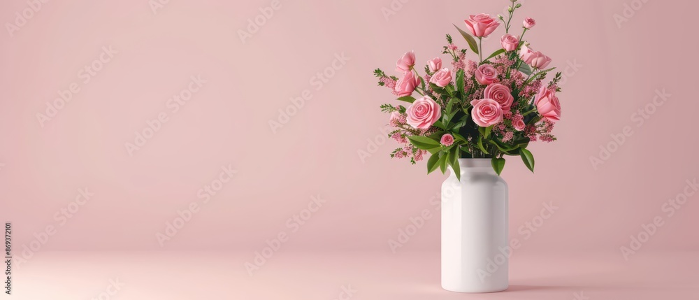 A virtual florist arranging augmented reality flowers in a minimalist digital space with copy space A virtual florist arranging augmented reality flowers in a minimalist digital space with copy space