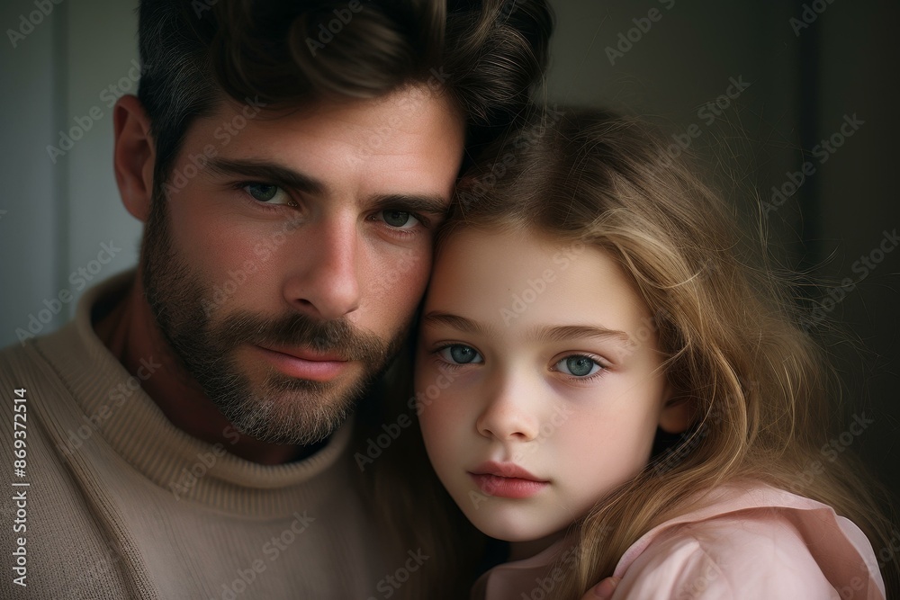 Heartwarming portrait of father and daughter sharing a joyful embrace.