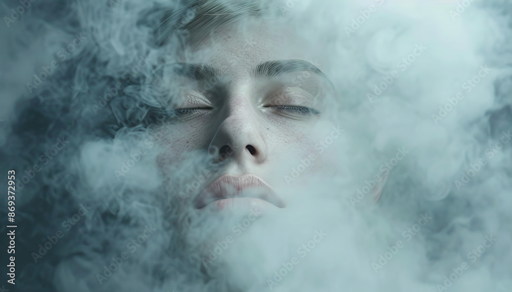 Depression is a suffocating fog: Visualize a thick fog enveloping a person, symbolizing the feeling of being overwhelmed and suffocated by depression Depression is a suffocating fog: Visualize a thick fog enveloping a person, symbolizing the feeling of being overwhelmed and suffocated by depression