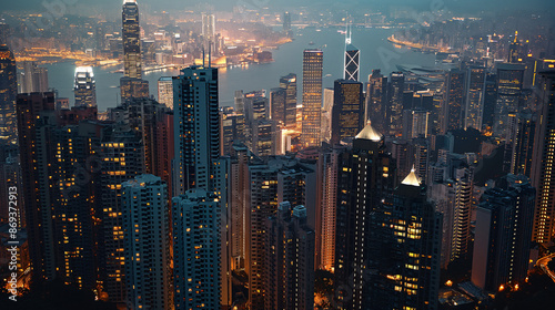 Wallpaper Mural skyscrapers in city lights Torontodigital.ca