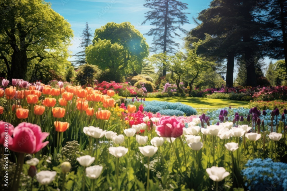 Obraz premium Spring flower garden landscape.
