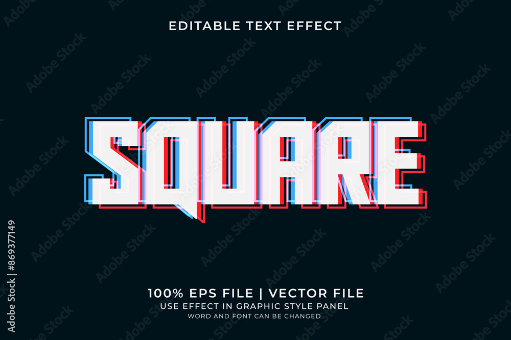Text effect Square editable vector, future text style Text effect Square editable vector, future text style