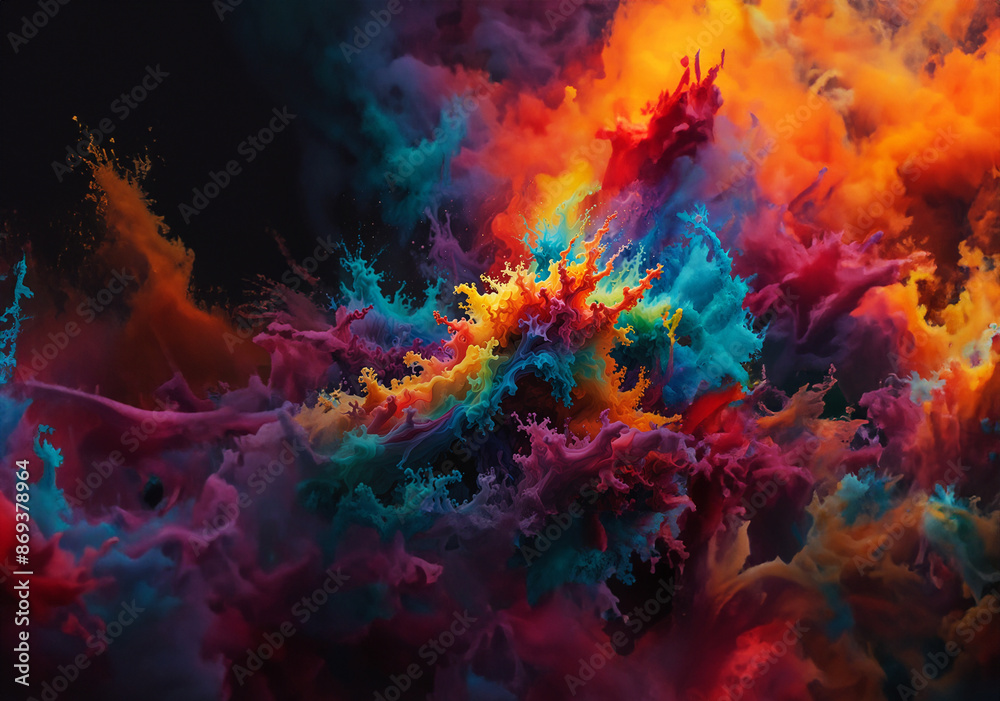 Vivid color ink explosion on canvas. Vivid color ink explosion on canvas.